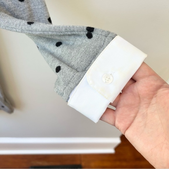 Cynthia Rowley knit polka dot sweater dress with shirt collar and cuffs - Picture 6 of 11